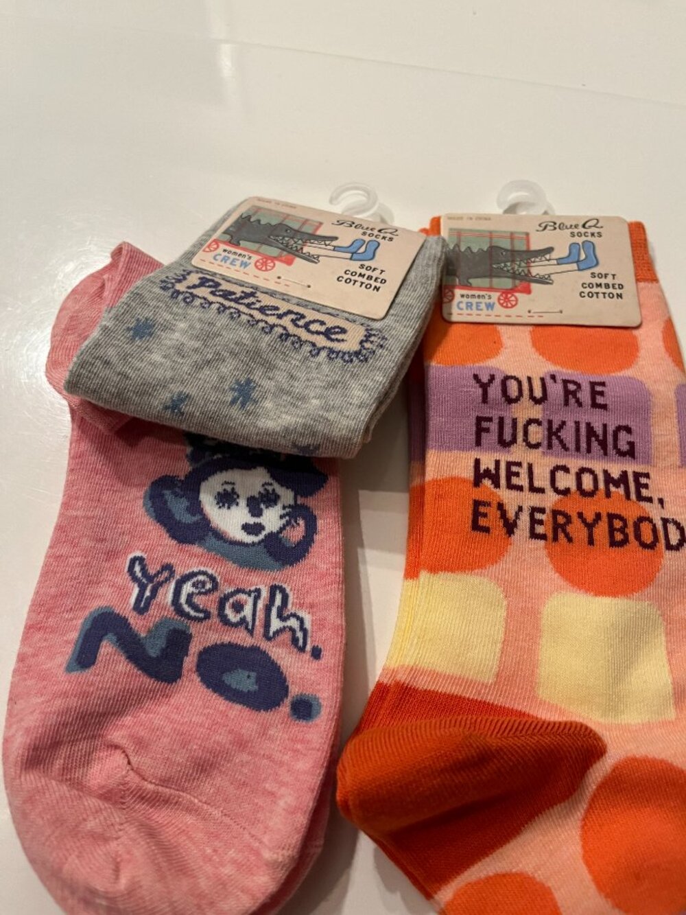 Sarcastic Women Crew Socks Set Patience Yeah No Youre F'in Welcome (2 pairs)